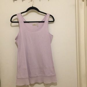 LOGO by Lori Goldstein Tank top with chiffon hem